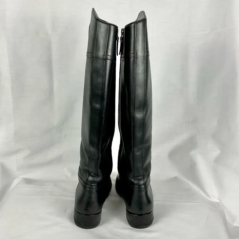 Tory Burch Ashlynn Black Boots Sz 7 Leather Riding Boots New Soles Authentic